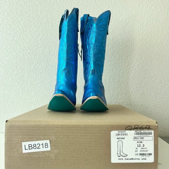 Lane SMOKESHOW Womens Cowboy Boots 10 Blue Western Cowgirl Mid Calf Pointed Toe - Picture 11 of 12